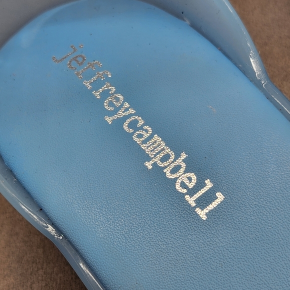 Jeffrey Campbell Thong Sandals 8 Blue Jelly Gumdrop Kitten Heel Ankle New $65 - Picture 14 of 16